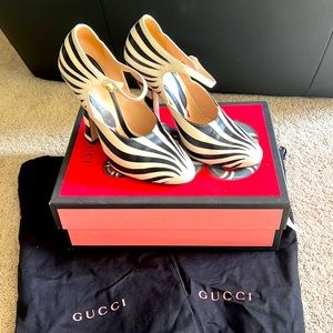 Gucci Malaga Kid Zebra Heels